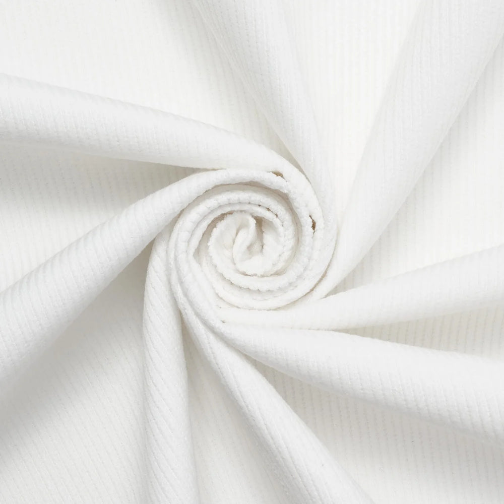 White 9-wale cotton corduroy fabric—fabric sold by BeautifulWindowsElgin.com