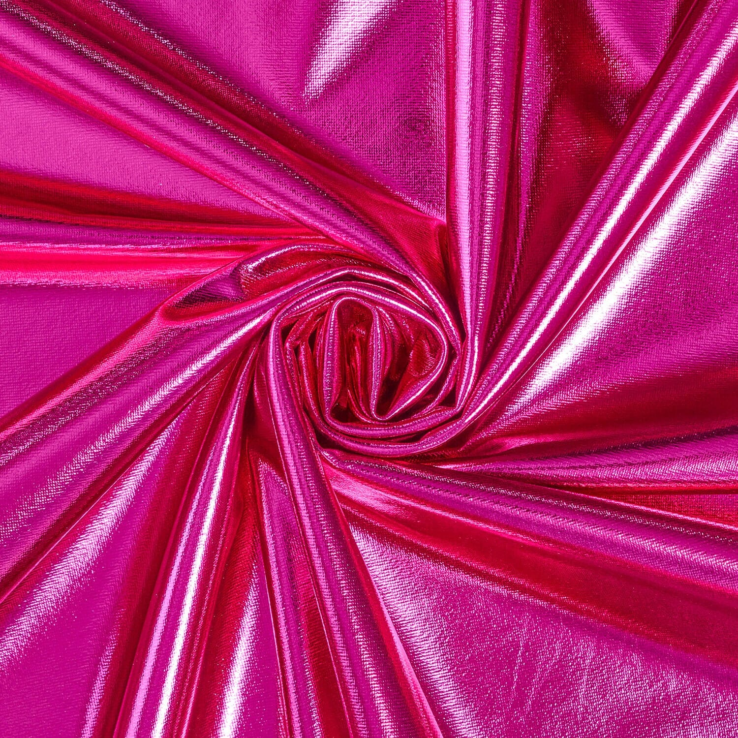 Composition: 95% Polyester, 5% Spandex Material—Fuchsia Color—Stretch Tissue Lamé Knit — 58 Inches Wide— Sold by the Yard.