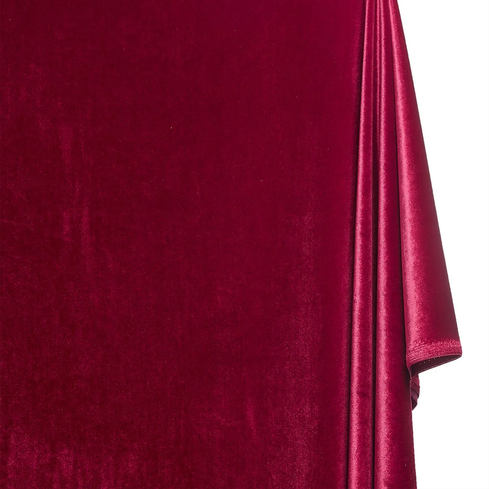 Polyester spandex burgundy velvet textile |Sold by Beautiful Windows Elgin