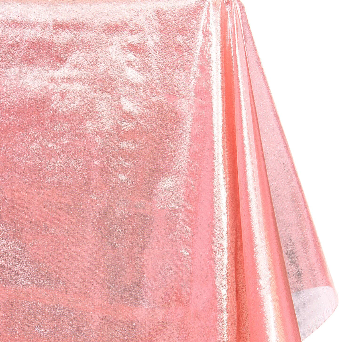 Close-up of pink fabric with a textured pattern on a white background