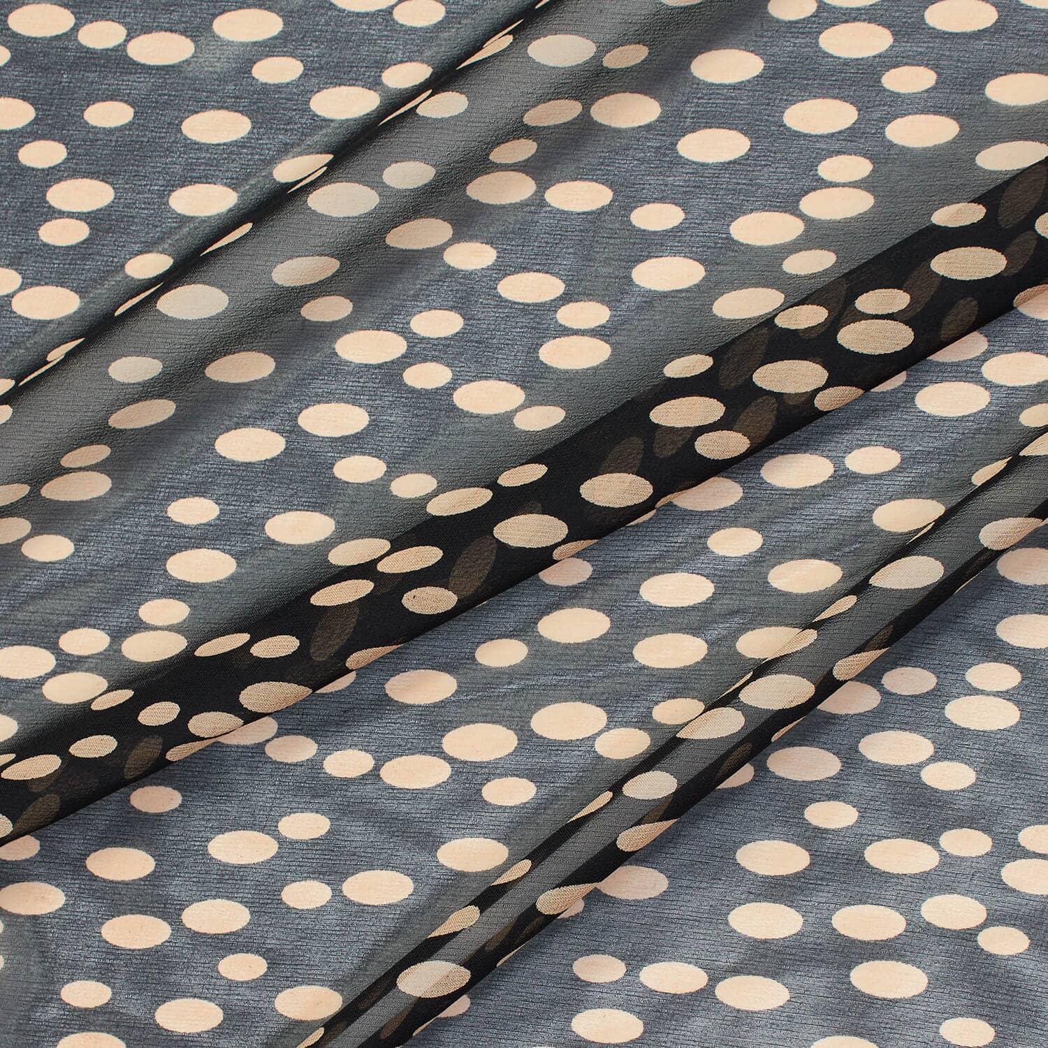 Spotted Printed Silk Chiffon—Multi Color Black Color—Sold By The Yard—Width 60/61 Inches—Available for Nationwide Shipping