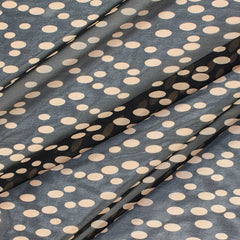 Spotted Printed Silk Chiffon—Multi Color Black Color—Sold By The Yard—Width 60/61 Inches—Available for Nationwide Shipping