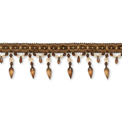 Aurion—Tassel Fringe—Ribbon 1"Inches—Brown Color—Length 1.25 Inches—Width: 4.5 inche—Sold by the Yard