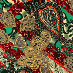 Gia Paisley—Multi Color Green Hue—Sold By The Yard—Width 60/61 Inches—Available for Nationwide Shipping