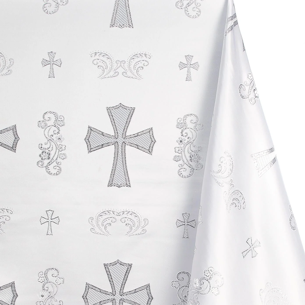 Religious Clerical—White-Silver Brocade Robe Fabric—58"Inche Wide—Multi-Purpos—Sold by the Yard—Available in the USA.e