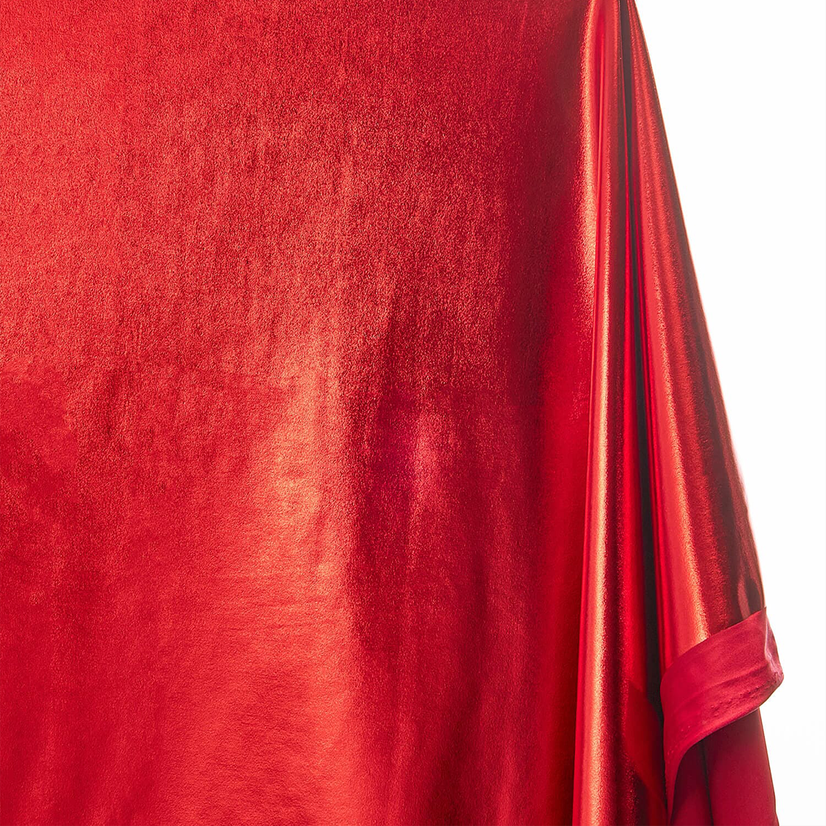 Metallic Red—Stretch Lamé on Interlock Knit Material—95% Polyester and 5% Spandex—57/58 Inches Wide— Sold by the Yard