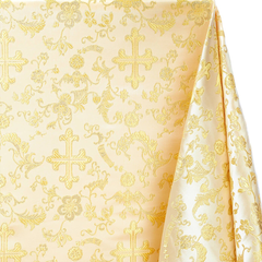 Fabric for Altars—Ivory & Gold Cross Brocade Material—40% Nylon, 34% Polyester, 26%—58"-Inche Wide—Sold by the Yard