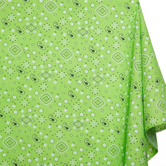 Organic Cotton Fabric For Sewing—PaisleyPrint Bandana—Broadcloth Material—Lime Green Color—100% Cotton— Stylish-Durable—Available by the Yard—Nationwide Shipping