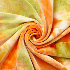 Green-Orange — Stretch Velvet Material—90% Polyester, 10% Spandex— Sold by the Yard— 58/60 inches