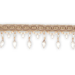Chaton Tassel Fringe—Ribbon 1"Inches—Champagne —Length 1.25 Inches—Width: 4.5 inche—Sold by the Yard—Sold by the Yard — Nationwide Shipping Available