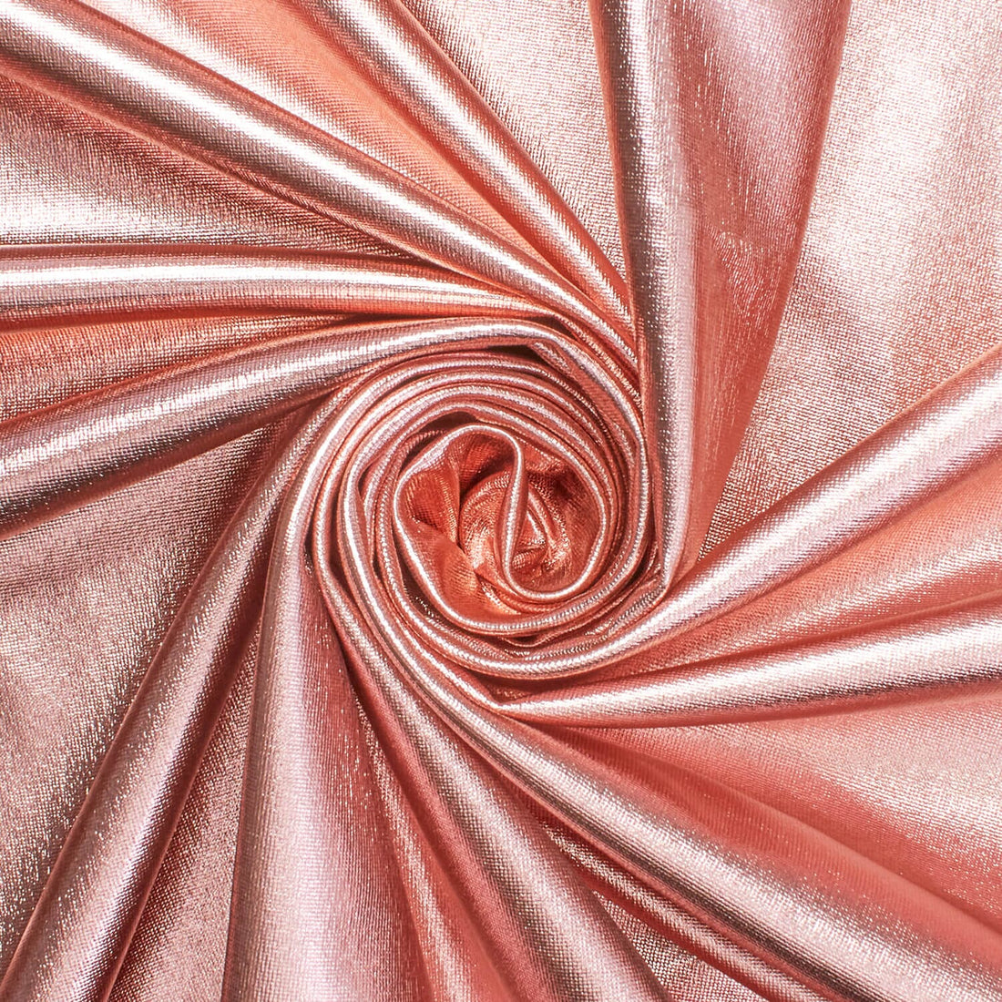 ROSE GOLD STRETCH LAME MATERIAL ON INTERLOCK KNIT