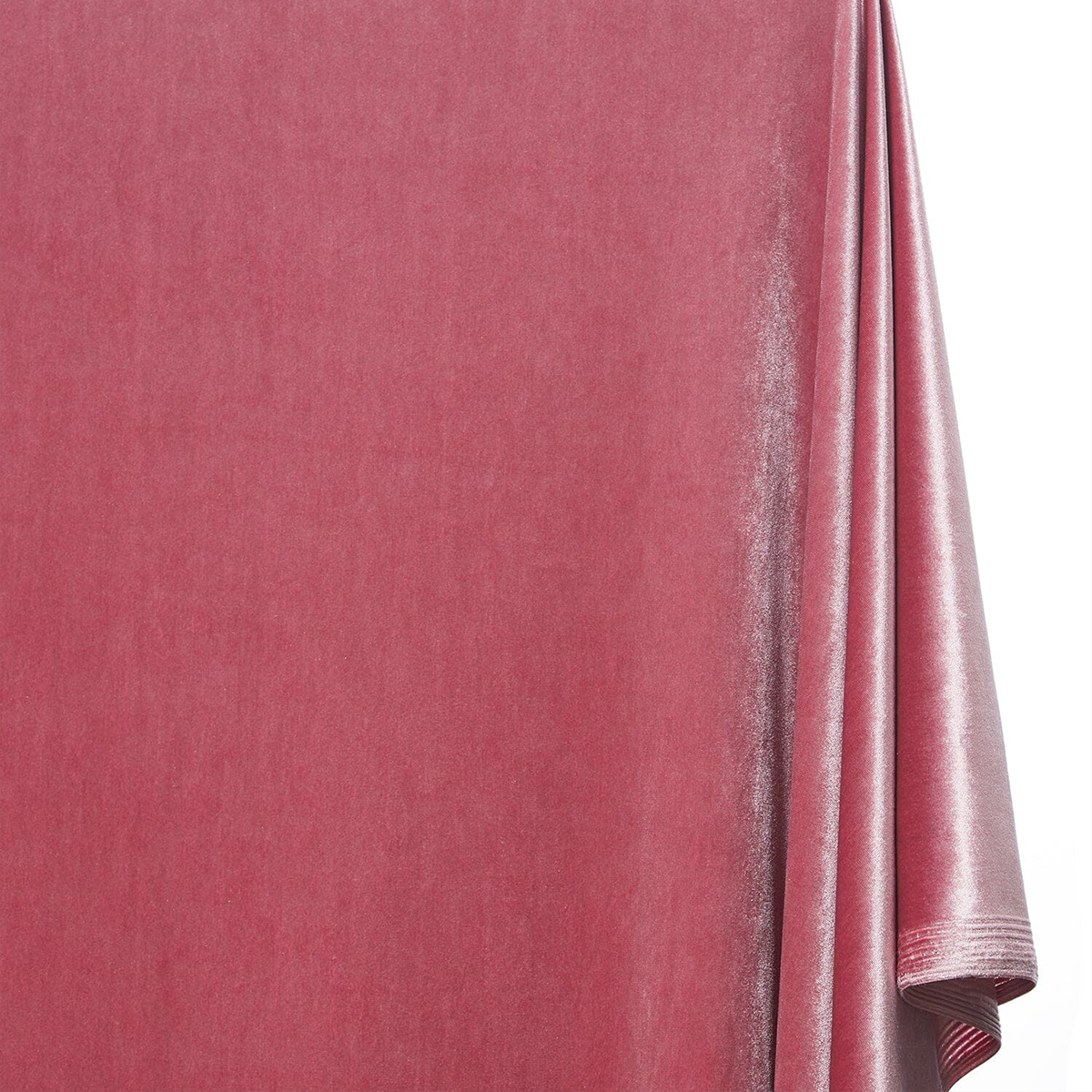 Close-up of pink velvet fabric with a slight sheen| Shop online at BeautifulWindowsElgin.com  