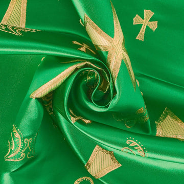 Premium-Quality—Kelly Green/Gold—Pastoral Brocade Fabric—58"Inche Wide—Multi-Purpose—Nationwide Shipping
