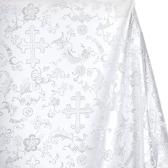 Polyester Blend Fabric-White Silver Color–Brocade by the Yard