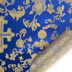 Royal & Blue Gold Church Brocade Material-60 Inches Wide