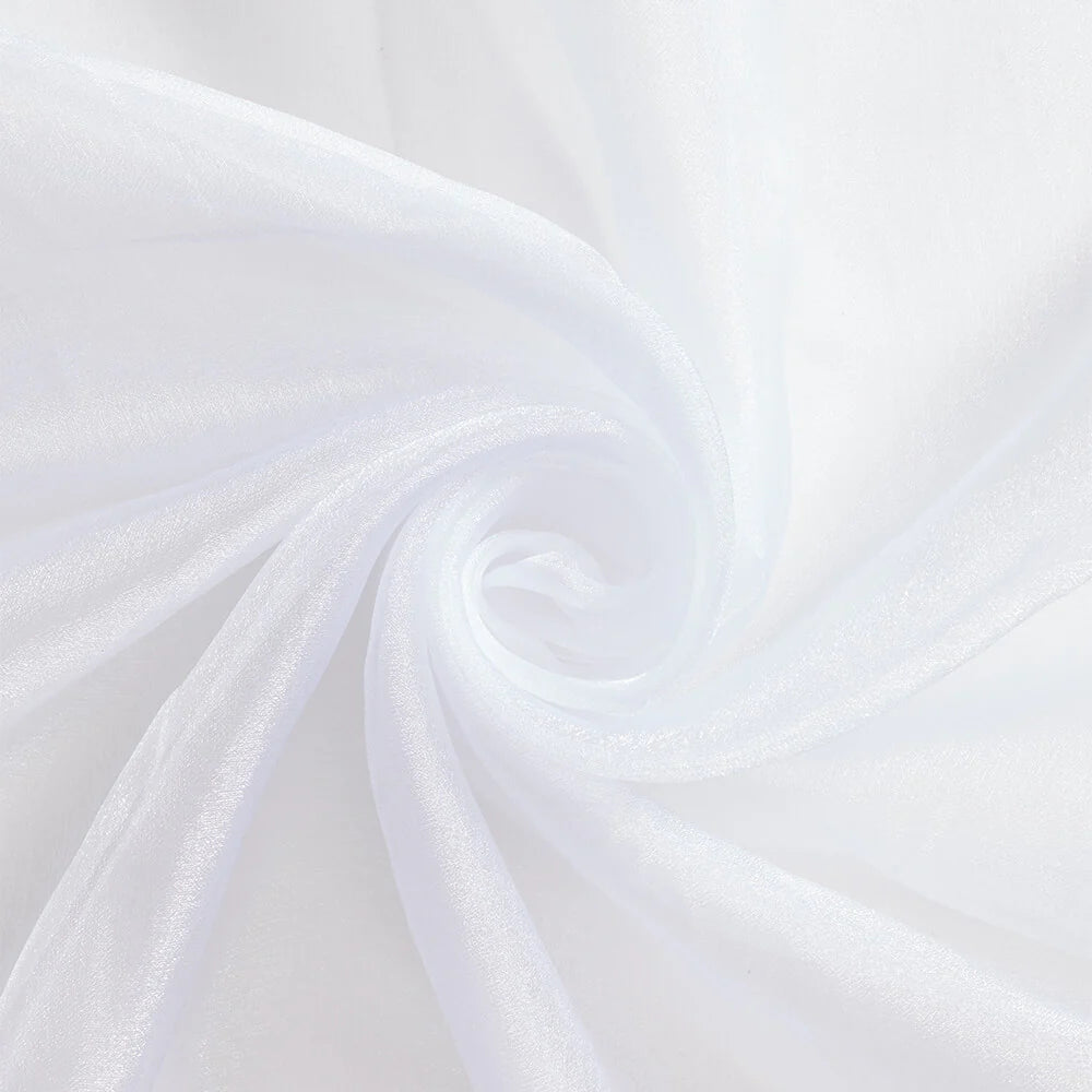 Lenny Crystal—White Organza Fabric—Composition: 55% Nylon, 45% Polyester—Sold by the Yard—Width: 60/61 Inches.