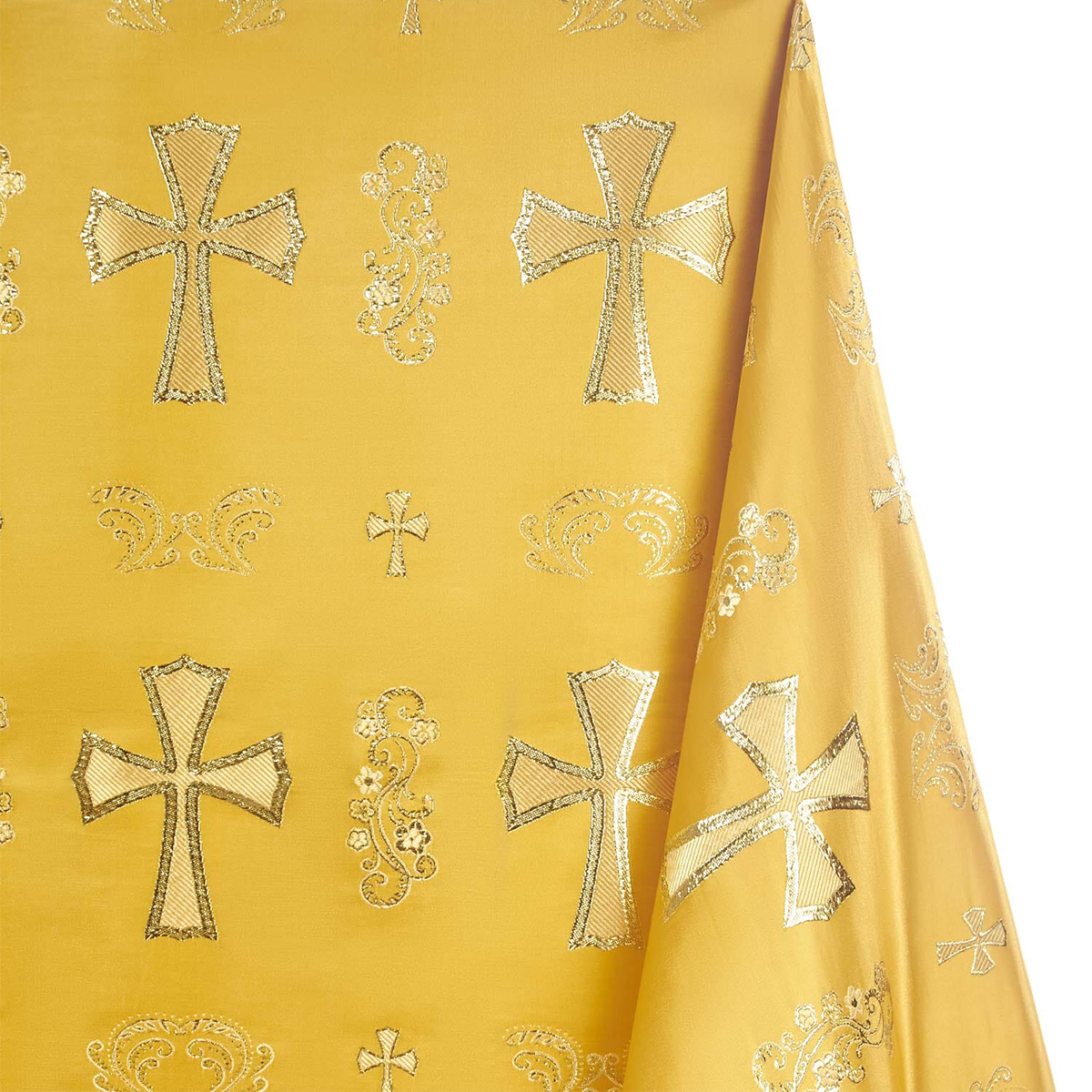 Rich Spiritual—Metallic Brocade Fabric—Durable—Gold-Gold—58" Wide—100% Polyester Fabric—High-Quality—Sold by The Yard— Nationwide Shipping