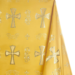 Rich Spiritual—Metallic Brocade Fabric—Durable—Gold-Gold—58" Wide—100% Polyester Fabric—High-Quality—Sold by The Yard— Nationwide Shipping