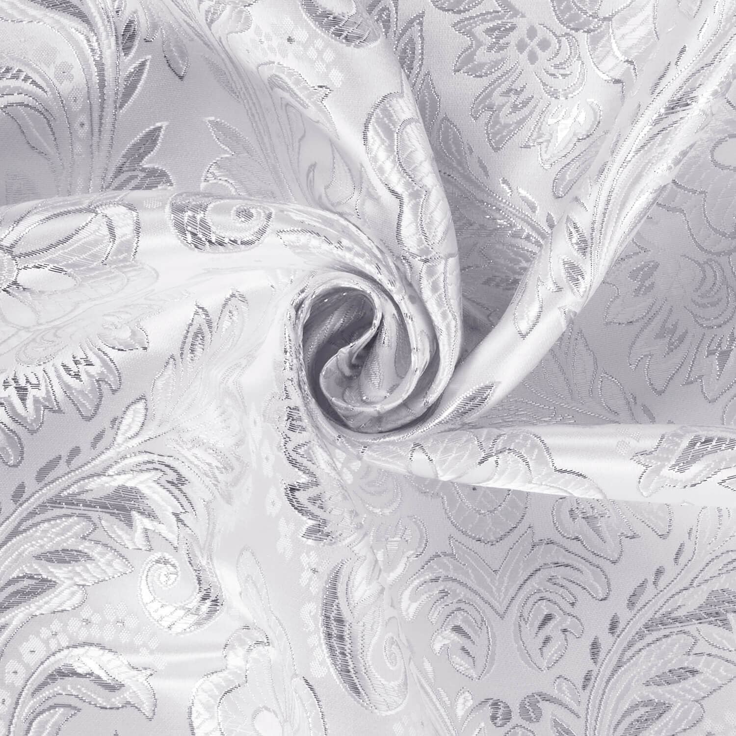 Quality White—Silver Floral Metallic Fabric— Premium Quality Multi-Purpose —Damask —Sold by the Yard
