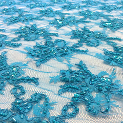French Queen Turquoise Fabric—High-Quality Material—Sold by the Yard