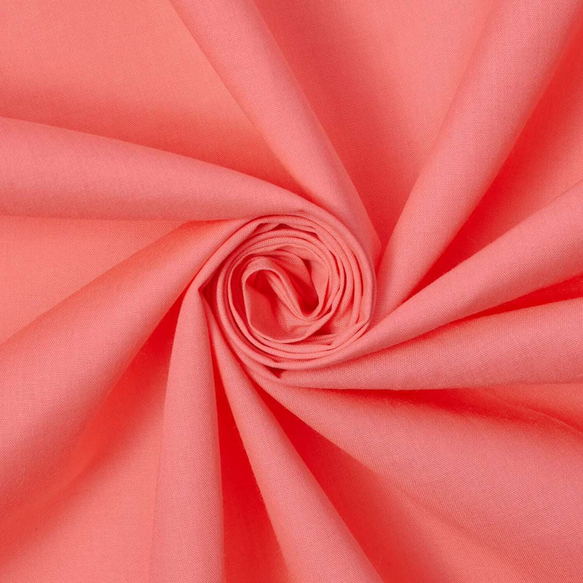 Coral  Color— Width 44/45" Inches Wide—50/50-Polyester Cotton — Broad-Cloth—Sold by the Yard —Ideal for Apparel—Available for Nationwide Shipping.