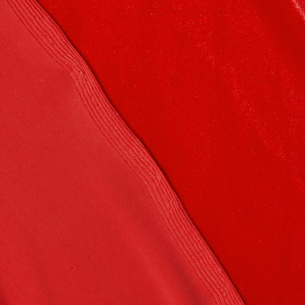 High-quality red curtain fabric – velvet material sample| Sold by Beautiful Windows Elgin