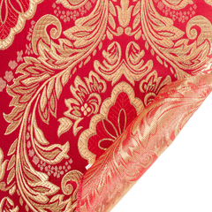 Damask Burgundy Gold Floral |Brocade Fabric—Sold by the Yard