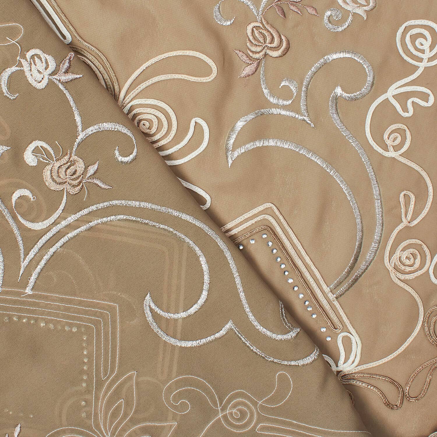 Embroidery—Georgette Material Tan—High-Quality Polyester Blend—Sold by The Yard—54" Inches Wide