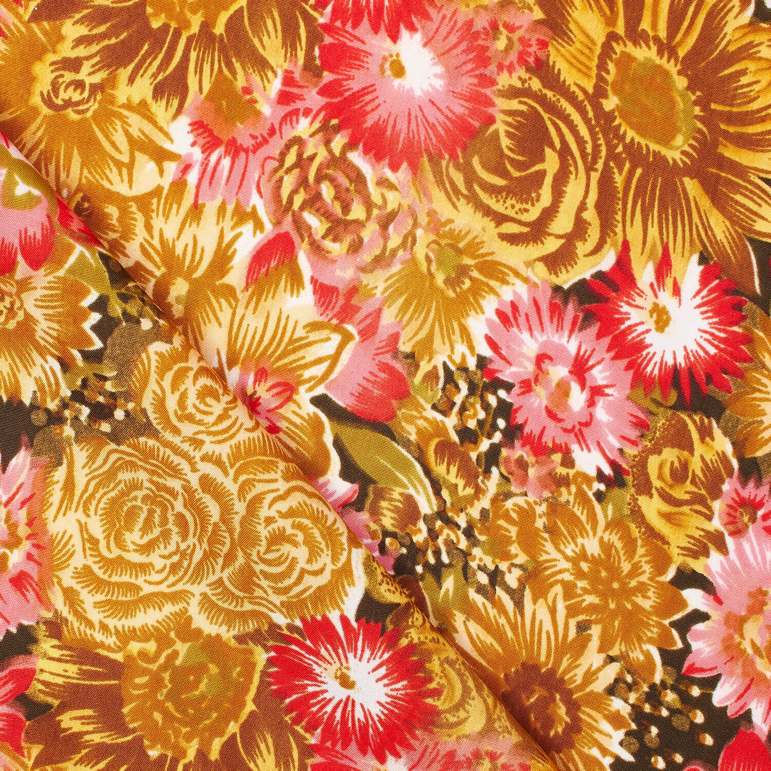 Floral Garden Printed Tissue Faille—55/45-Poly-Cotton Blend—(58/59 Inch) Wide—Sold by the Yard—Multi-Purpose—Available for Nationwide Shipping