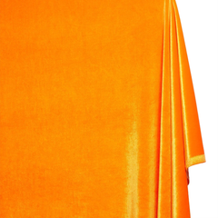Stretch Velvet Fabric—Orange—90% Polyester, 10% Spandex—Available by the Yard—Width 58/60"—Shipped Across the USA.