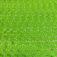 Eyelet Floral—Lime Green—100% Polyester—Sold by the Yard—Width 52" Inches Wide—Available in the USA.