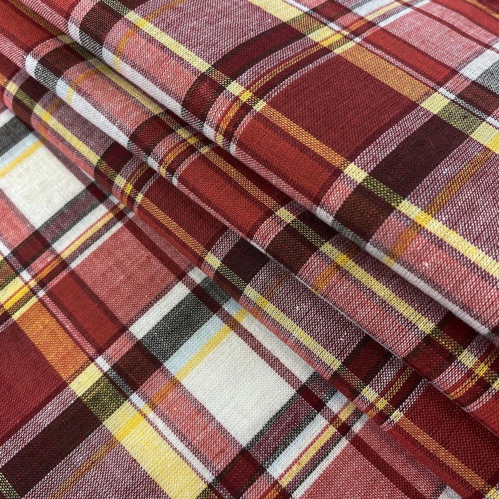 Madras Plaid Wine-Color—Multi-Purpose Soft Cotton Fabric—100% Cotton—44/45 inches" Wide—Sold by the Yard
