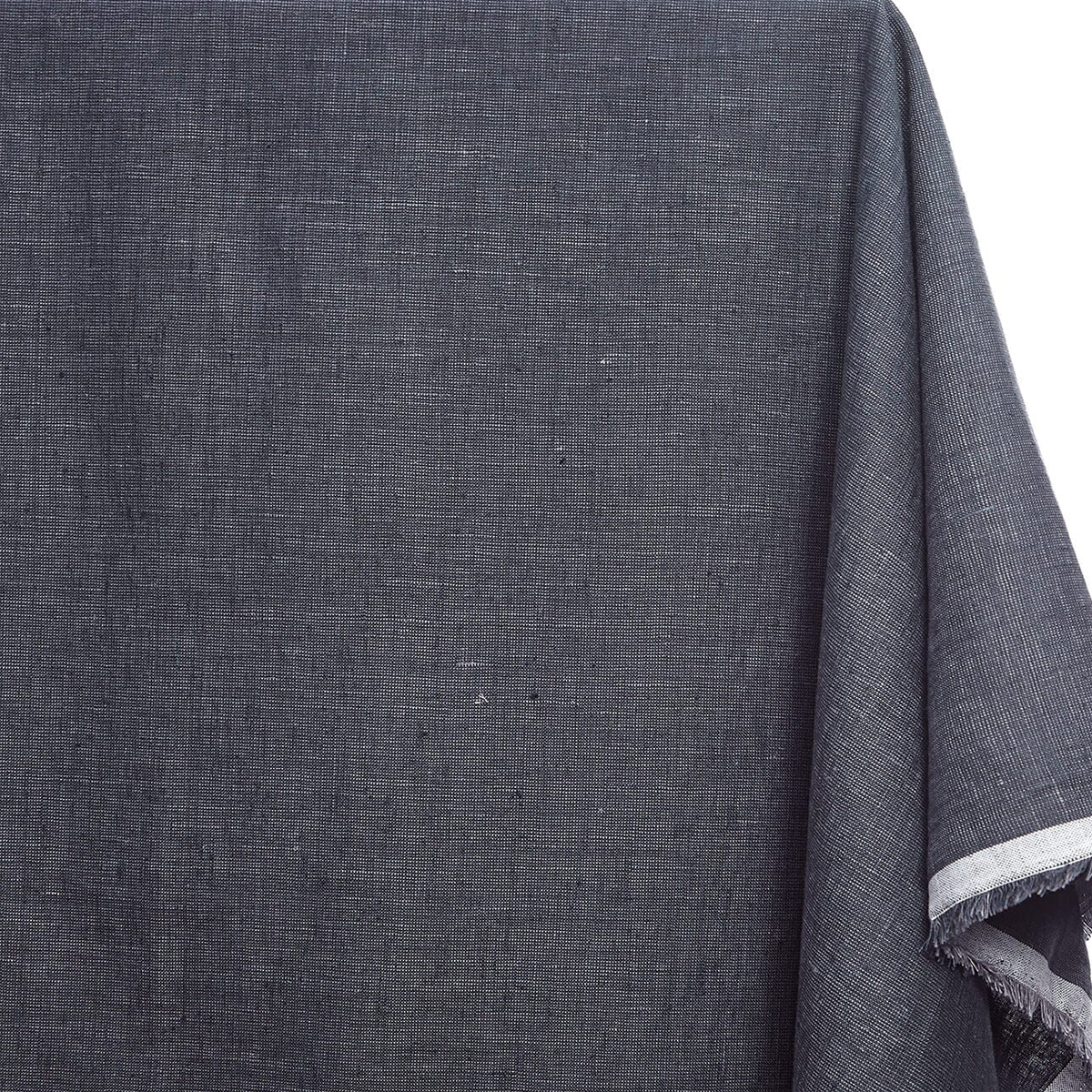 Keaton Two-Tone Linen Fabric—Navy Blue Lilac—Poly/Linen Blend