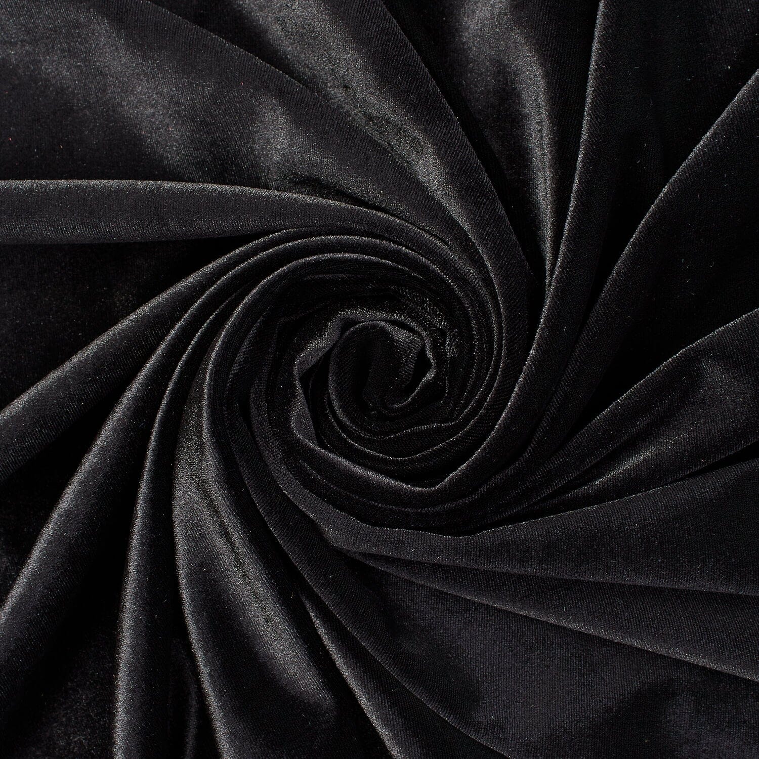 Cali Silky Black —Stretch Velvet Fabric—— 90% Polyester, 10% Spandex— 60/61 Inches—20% Vertical