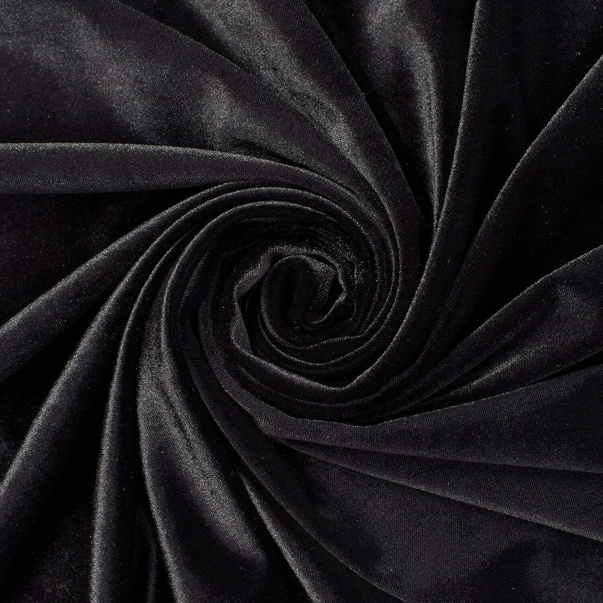 Close-up of black velvet fabric in a swirl pattern| Sold by Beautiful Windows Elgin