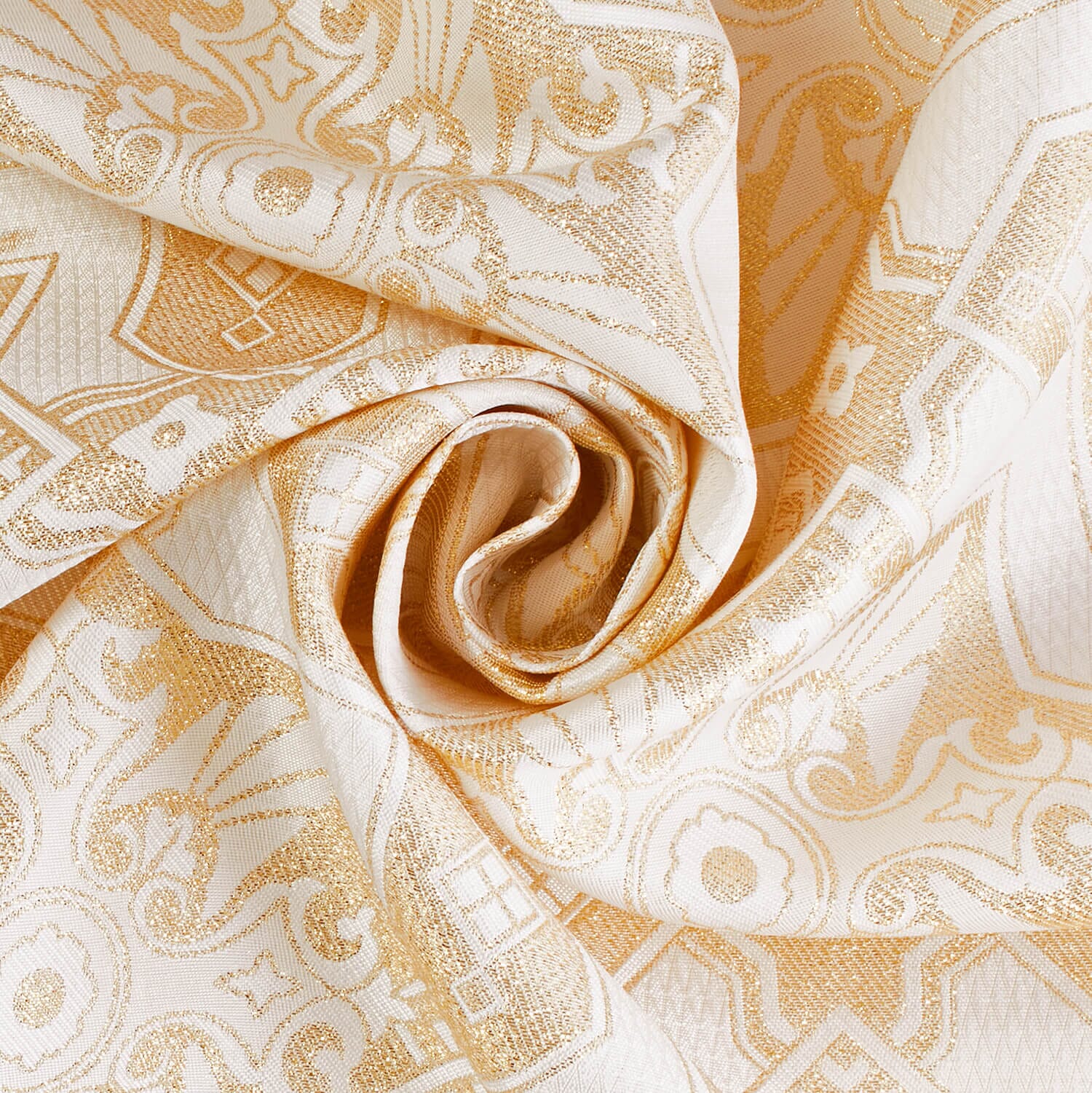 Ecclesiastical—Metallic Brocade Fabric—Durable—White-Gold —58" Wide—100% Polyester Fabric—High-Quality—Sold by The Yard