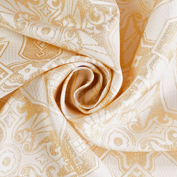 Ecclesiastical—Metallic Brocade Fabric—Durable—White-Gold —58" Wide—100% Polyester Fabric—High-Quality—Sold by The Yard