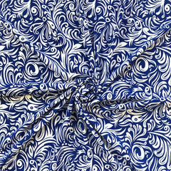 Ella Royal Blue Printed—90%-Polyester 10% Spandex Fabric—Available by the Yard—Nationwide Shipping