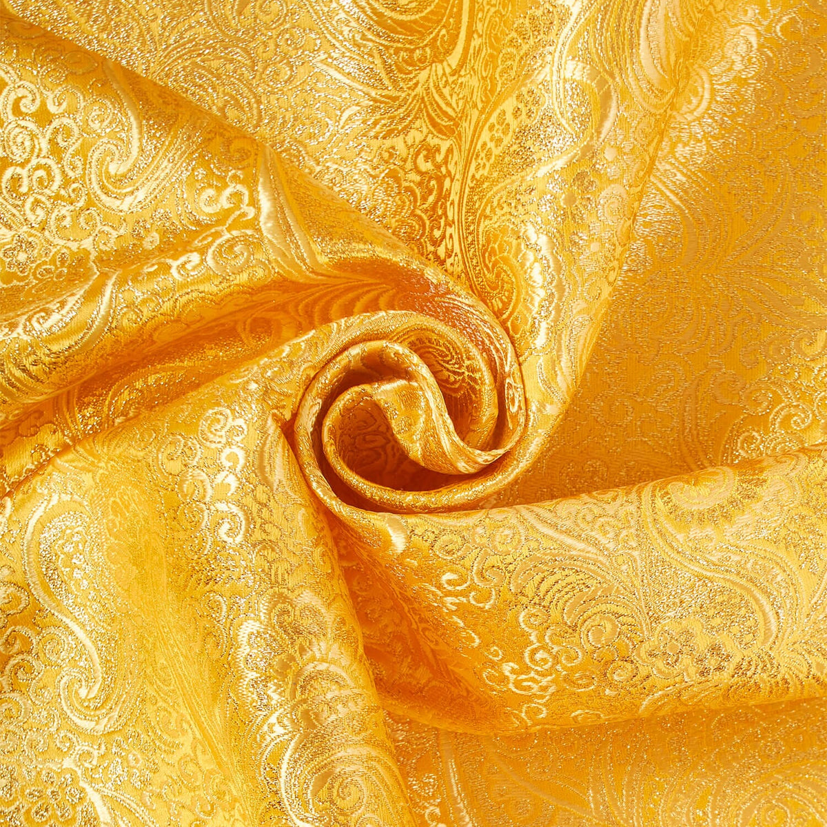 Riverside Woven Plain—Gold and Gold Hue—Paisley Brocade Fabric