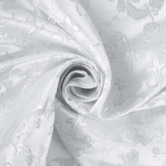 Polyester Blend Fabric-White Silver Color–Brocade by the Yard