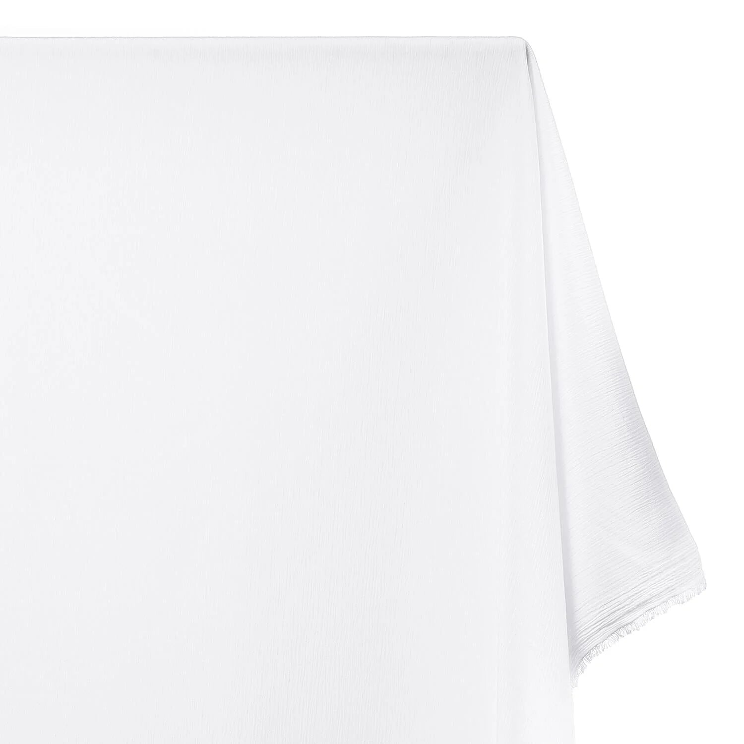 Ingrid Crinkle Polyester Fabric—White Color—Width 58|60 Inches—Smooth Finish—Attractive Sheen—Available by the Yard