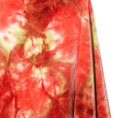 Close-up of red and green tie-dye fabric