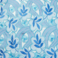 multi purpose blue voile lace fabric sold by Beautiful Windows Elgin