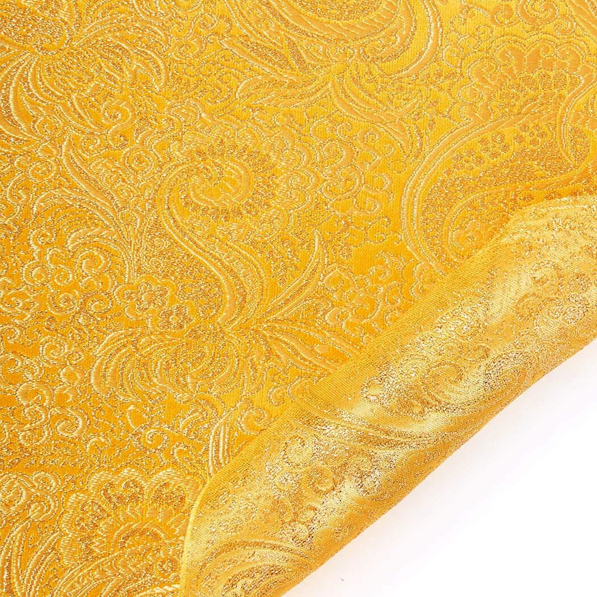 Riverside Woven Plain—Gold and Gold Hue—Paisley Brocade Fabric