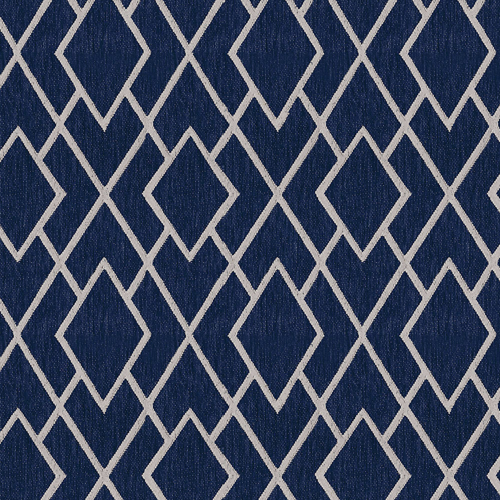 Luxurious Chateau Lattice Diamond—Navy/White—100% Polyester—Multi-Purpose—Sold by The Yard—54"Wide—Nationwide Shipping