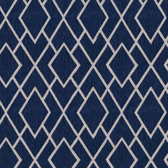 Luxurious Chateau Lattice Diamond—Navy/White—100% Polyester—Multi-Purpose—Sold by The Yard—54"Wide—Nationwide Shipping