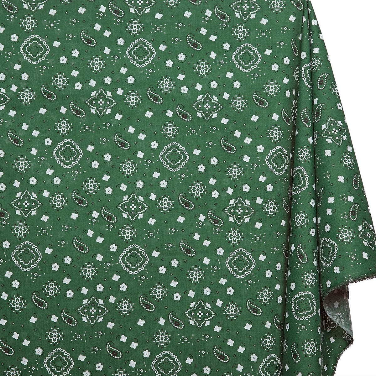 Lightweight Cotton Material—Print Bandana— Cotton Broadcloth—Hunter Green Color—100% Cotton—Multi-Purpose—Available for Nationwide Shipping