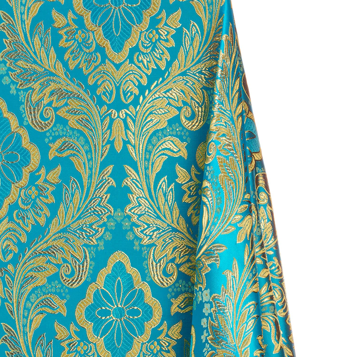 Salisbury—Brocade Metallic Fabric—Turquoise & Gold—58"Inche Wide—Multi-Purpose —Damask —Sold by the Yard