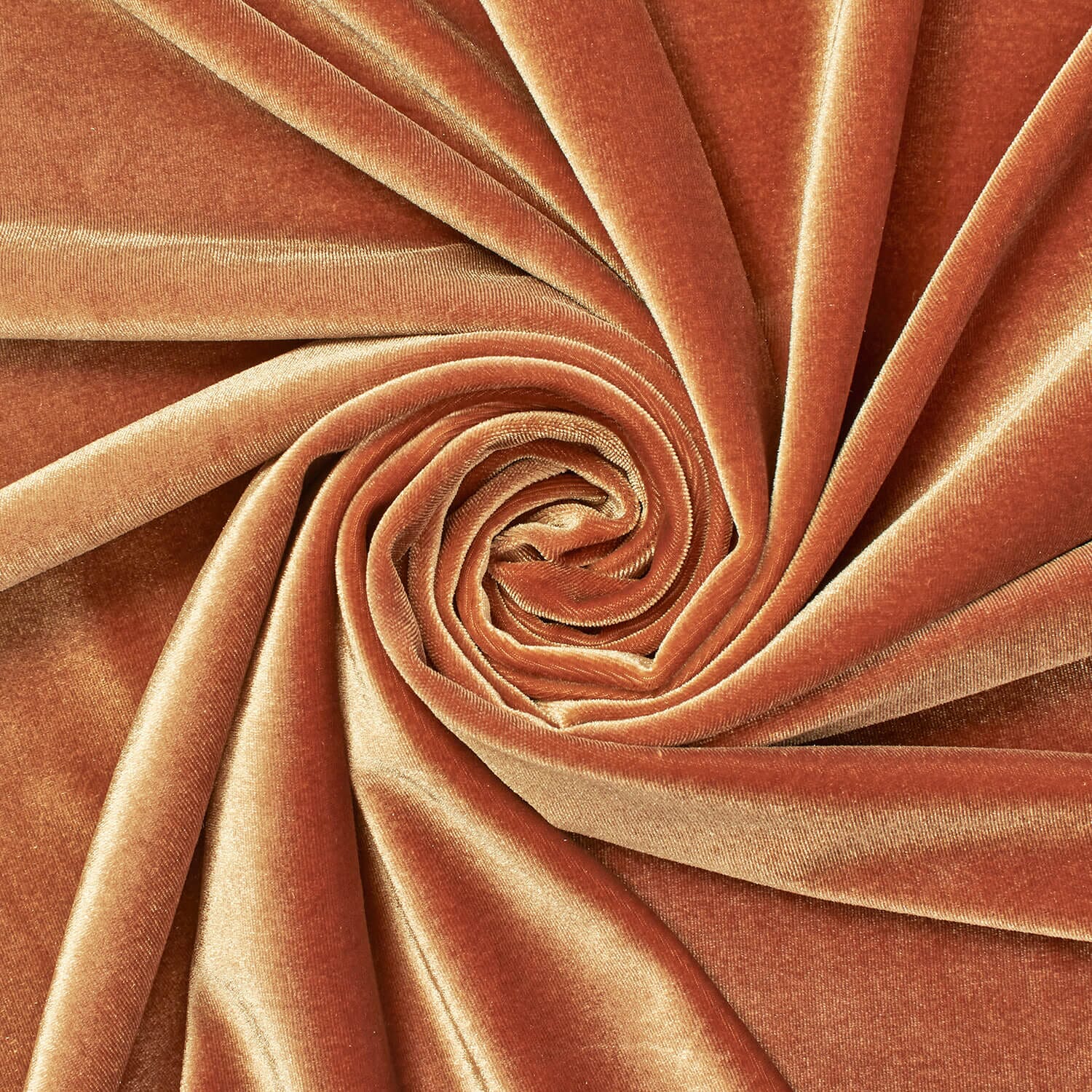 Plush Texture Copper—Stretch Velvet Fabric—90% Polyester, 10% Spandex— 60/61 Inches—20% Vertical