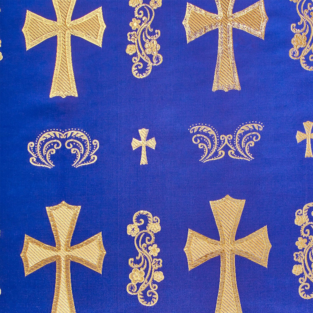 ROYAL BLUE & GOLD DOUBLE-SIDED CROSS FABRIC-60-INCHES